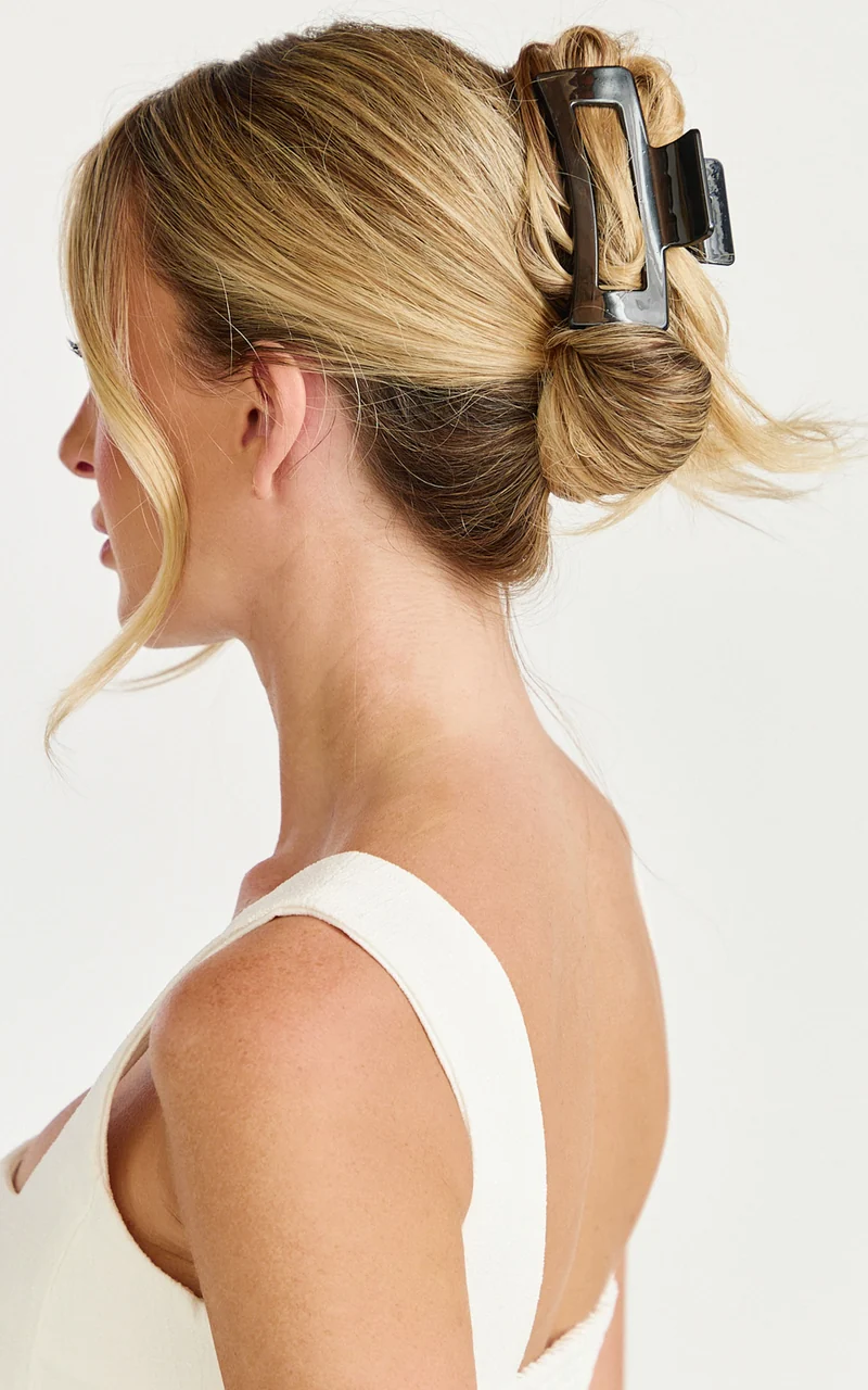 Demelza Hair Clip - Square Claw Clip in Black