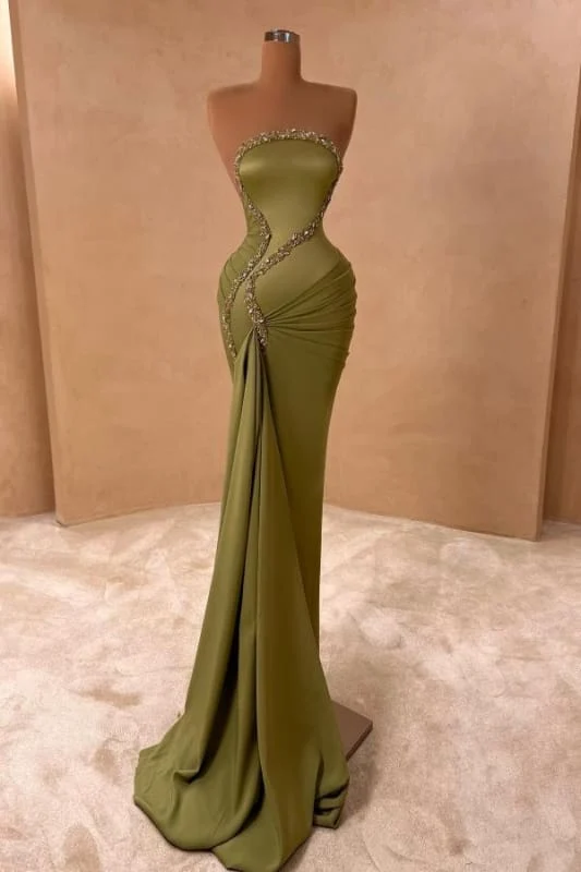 Robe de bal sirène élégante sans manches, style empire, à perles, pour occasions spéciales