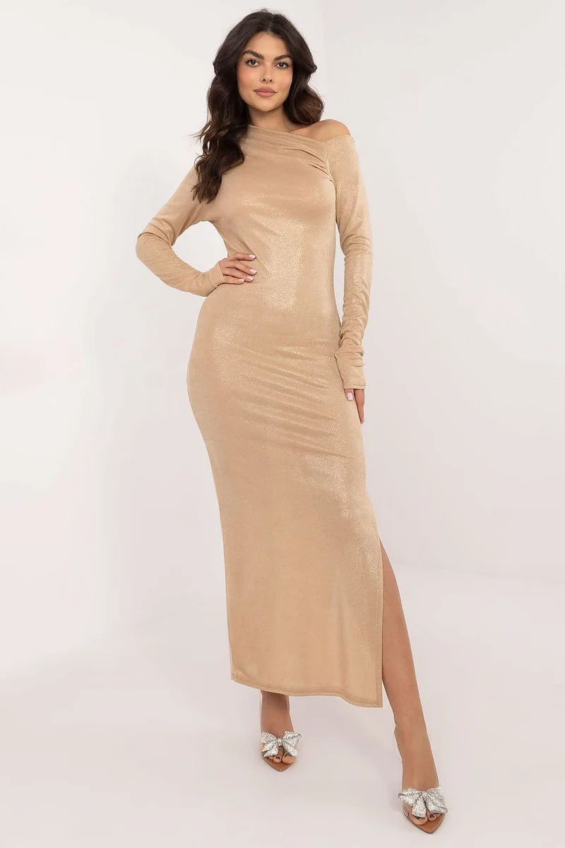 Robe de soirée longue sequin épaule dénudée