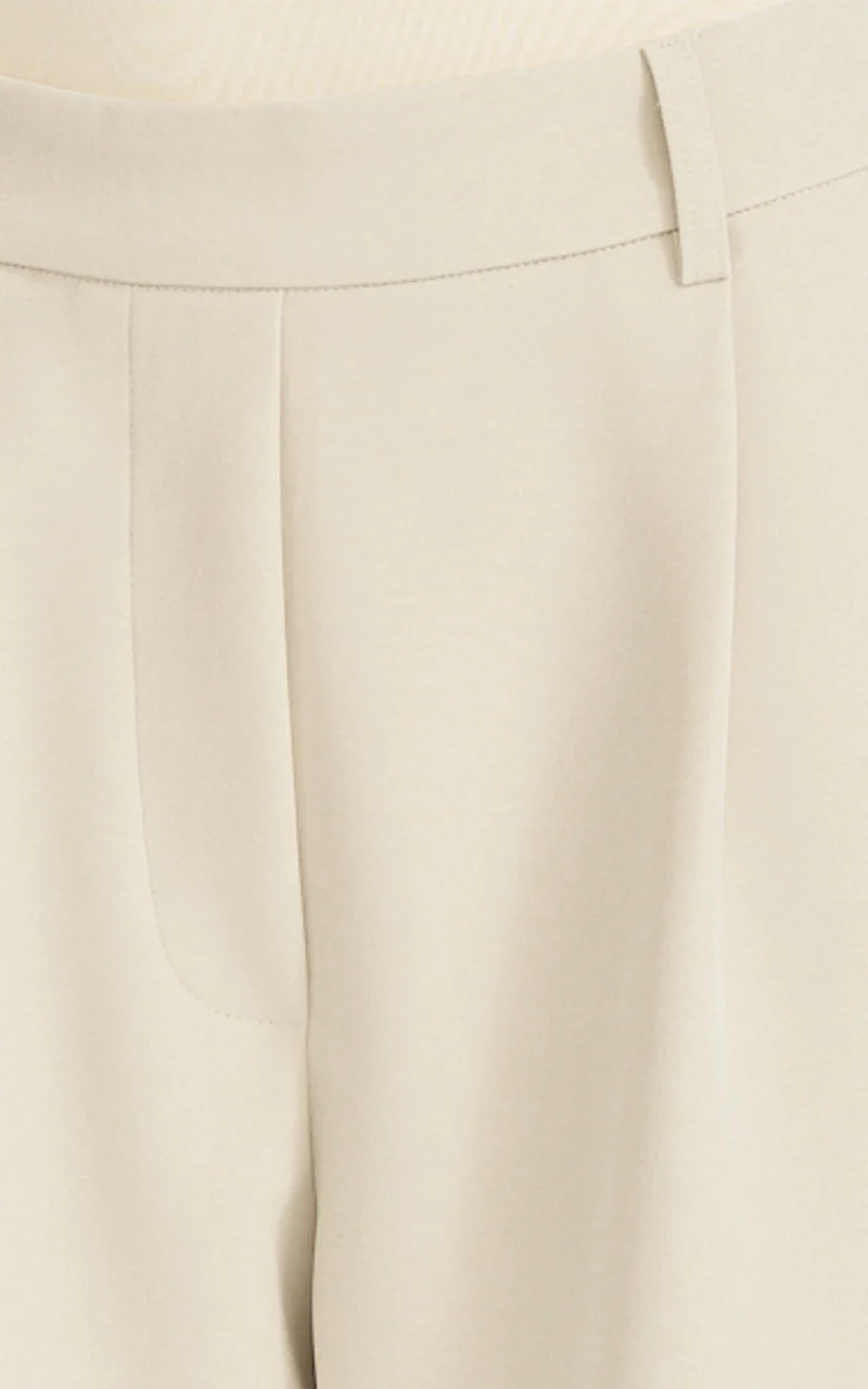 Tessa Pants - Elastic Back Pull On Tailored Pants in Beige