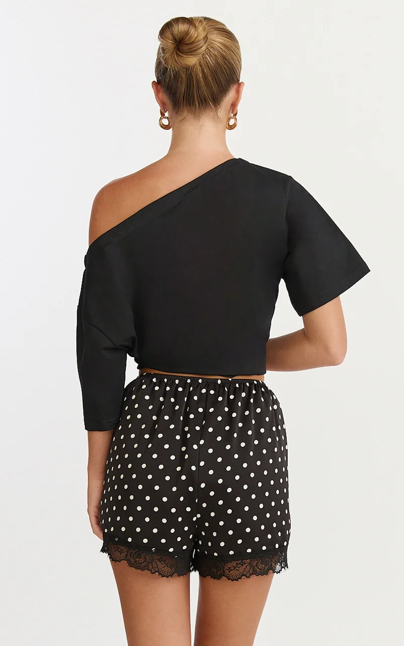 Audrey Shorts - Slip Shorts in Black Polka Dot
