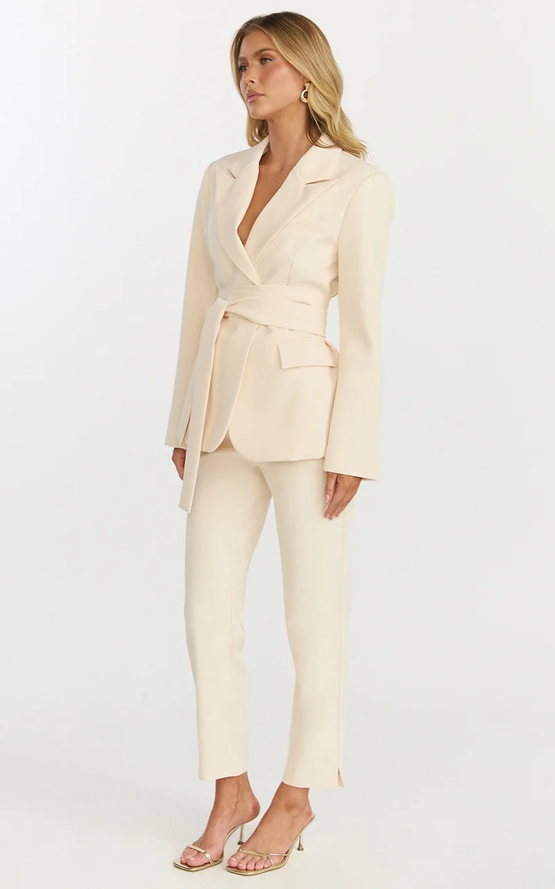 Ivy Pants - High Waisted Slim Cropped Pants in Cream