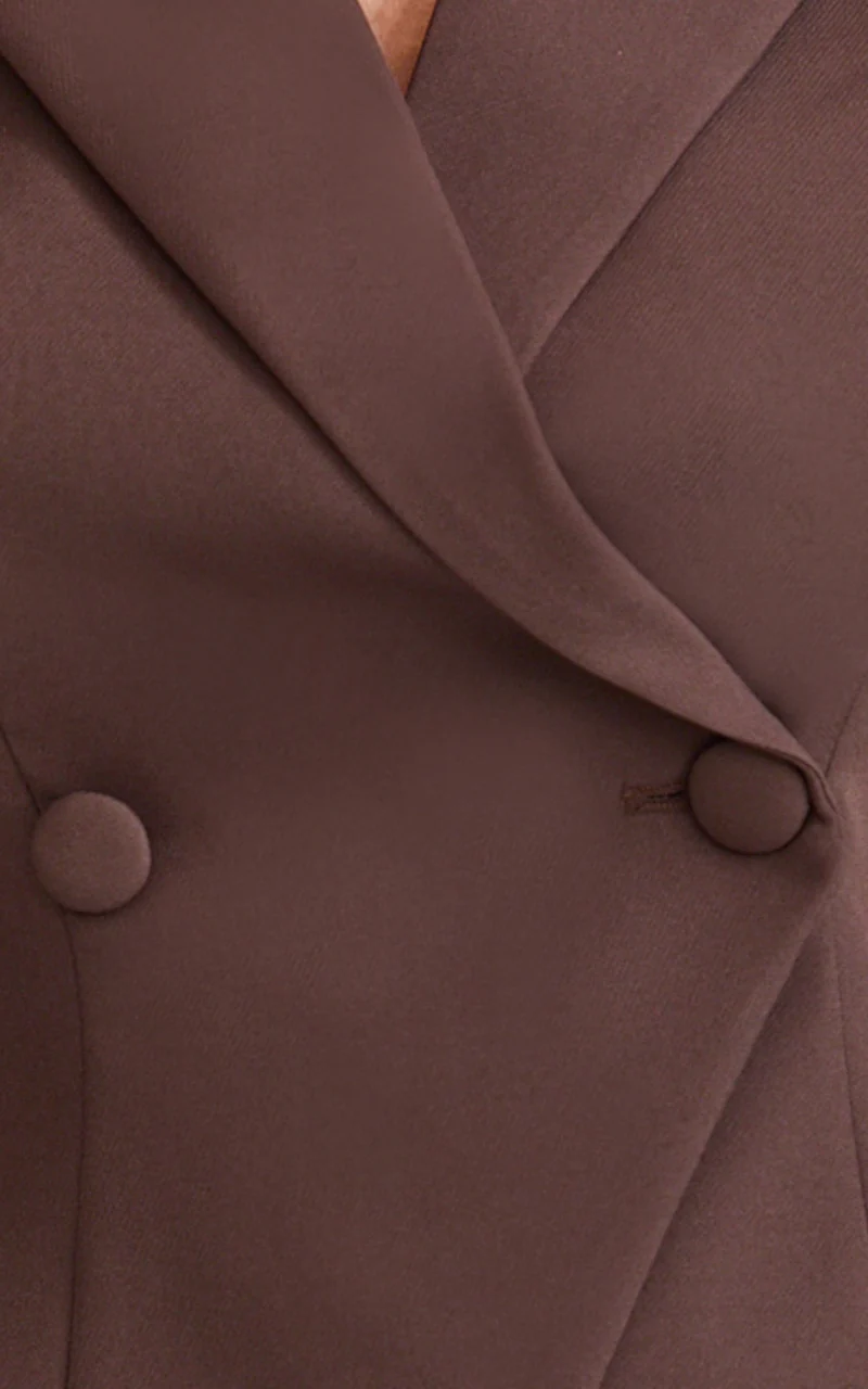 Poppy Top - Cap Sleeve Double Breasted Vest Top in Dark Chocolate