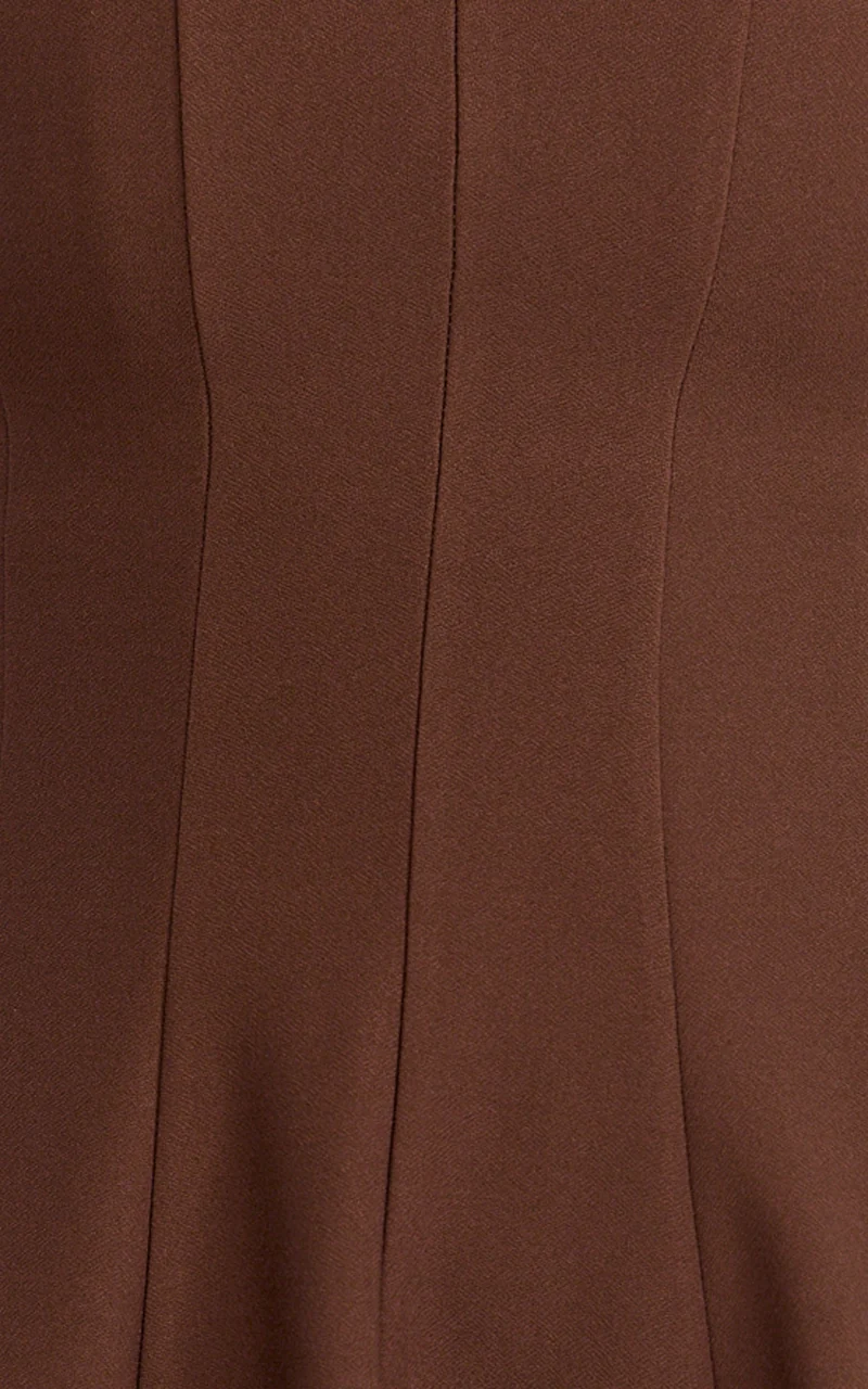 Becky Mini Dress - High Neck Sleeveless Fit And Flare Dress in Chocolate