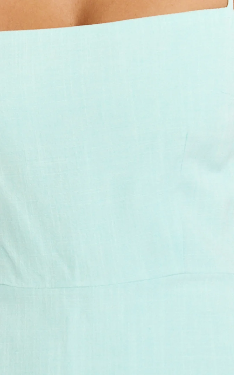 Rose Midi Dress - Strappy Straight Neck Midi Dress in Mint