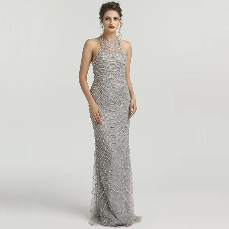 Robe de bal sirène en tulle à paillettes noires scintillantes : élégante robe sans manches pour les occasions spéciales