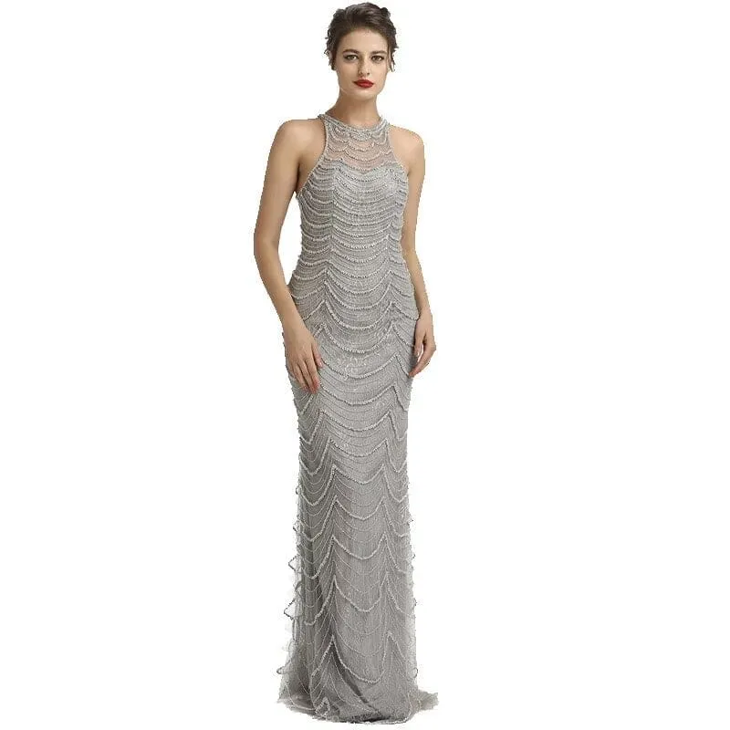 Robe de bal sirène en tulle à paillettes noires scintillantes : élégante robe sans manches pour les occasions spéciales