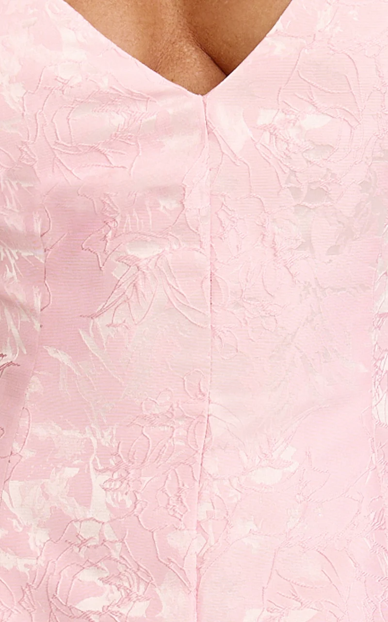Gianni Mini Dress - Plunge A Line Low Back Dress in Pink