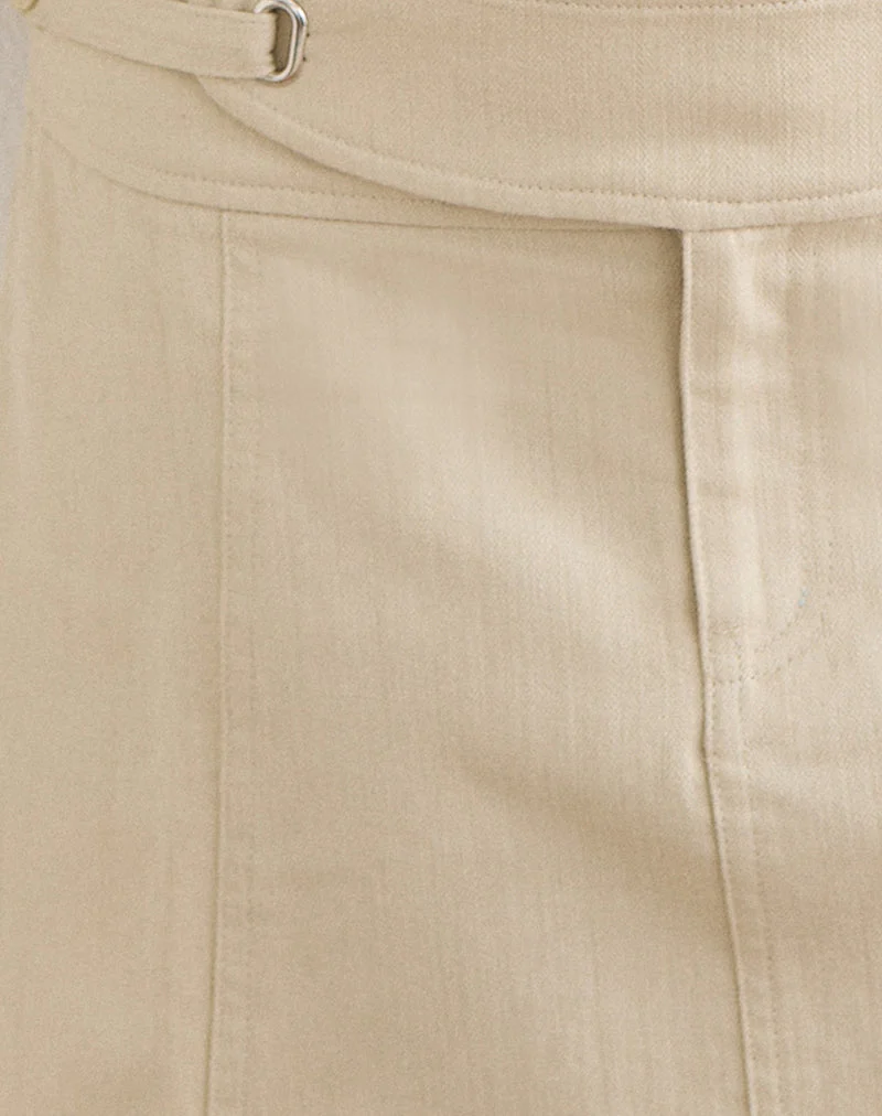 Mini-jupe Julis à ceinture bouclée en sergé beige