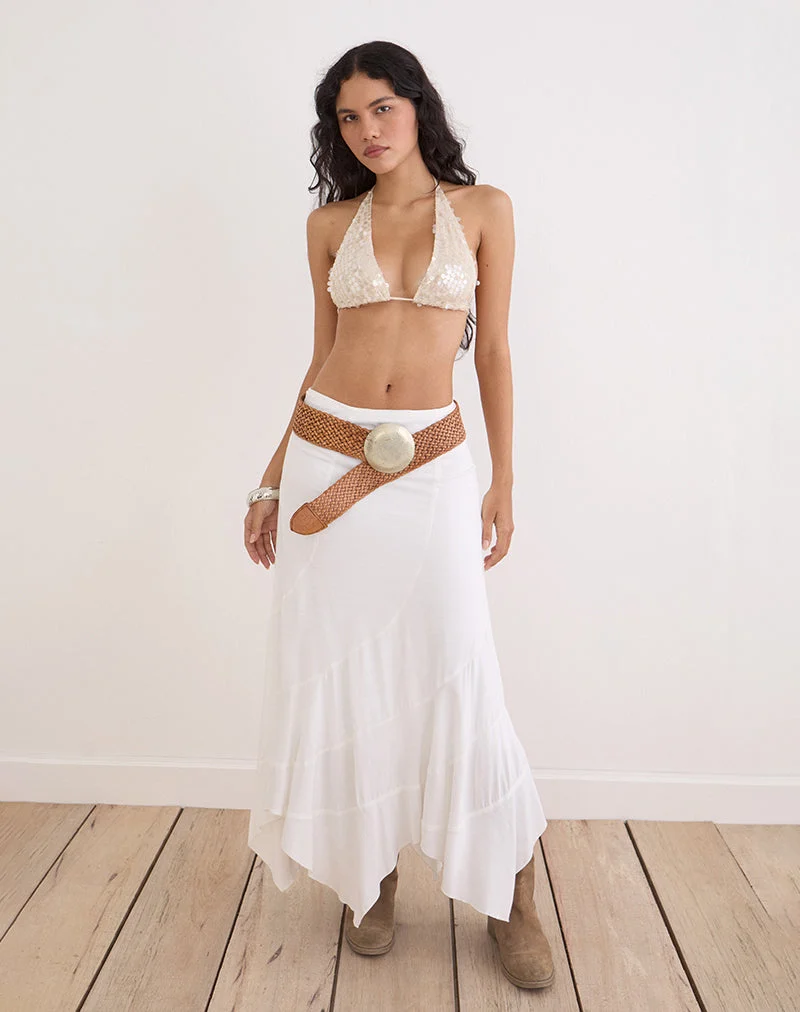 Haut Cerry en crochet à paillettes, couleur crème