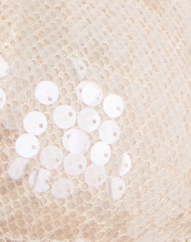 Haut Cerry en crochet à paillettes, couleur crème