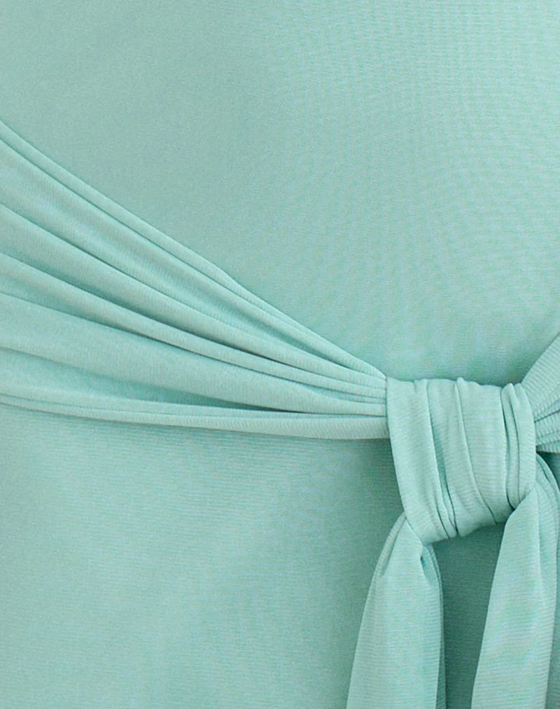 Mini-robe Sanyang en maille couleur aqua