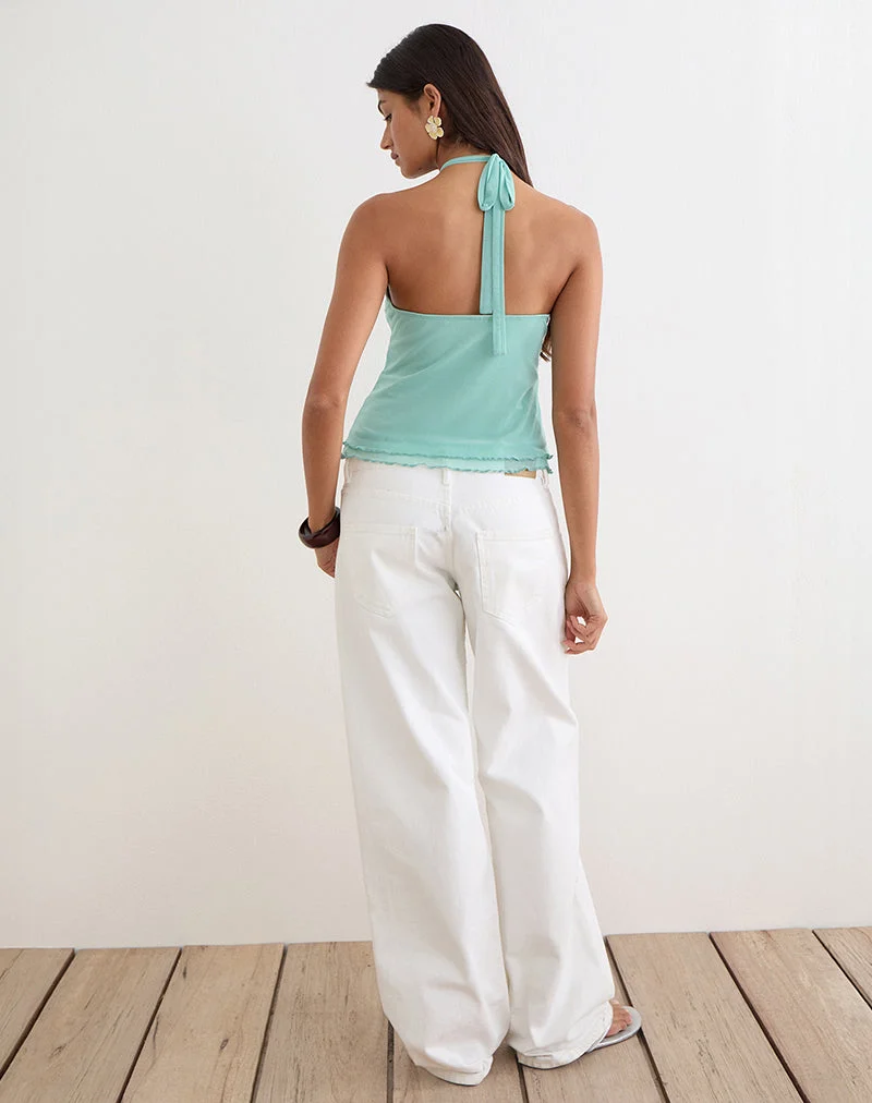 Haut Aliraga en maille couleur aqua