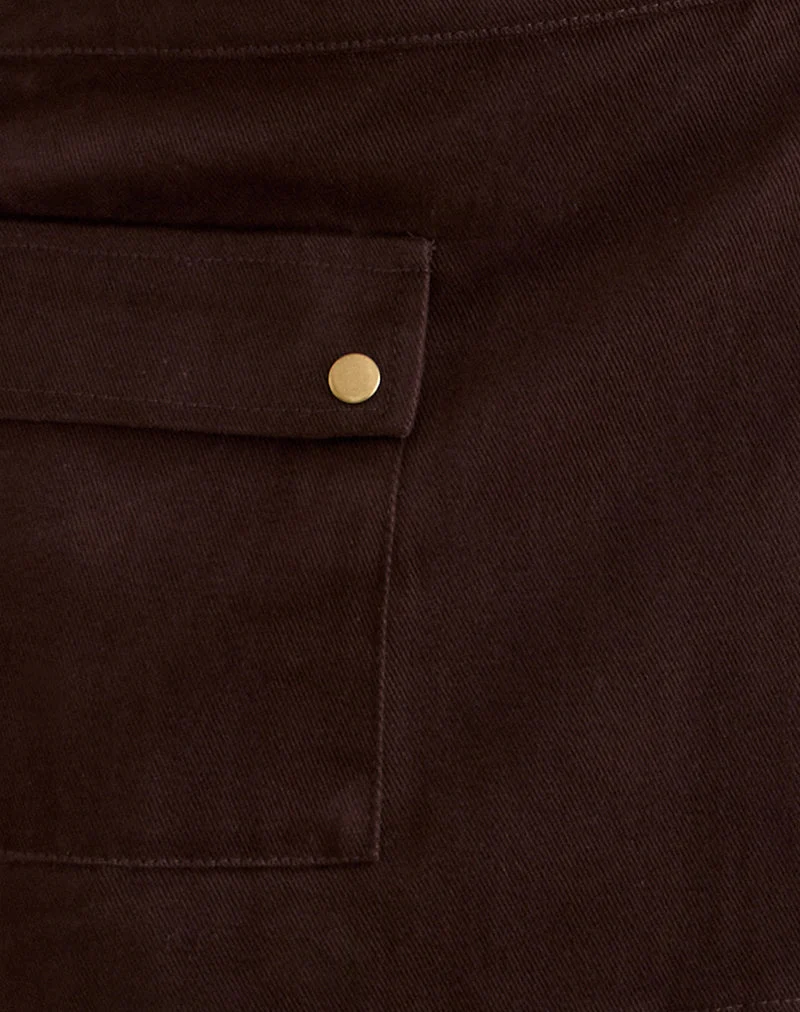 Mini-jupe Ziphy en sergé couleur pêche et marron