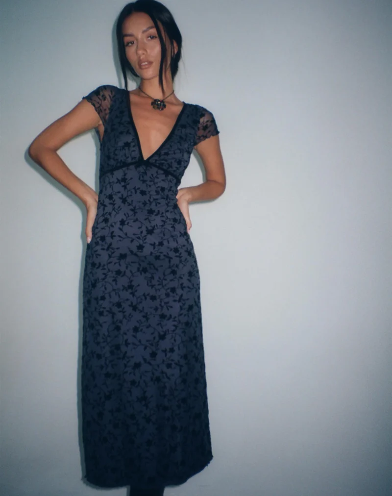 Robe midi Vilinia, Pretty Petal Flock Black