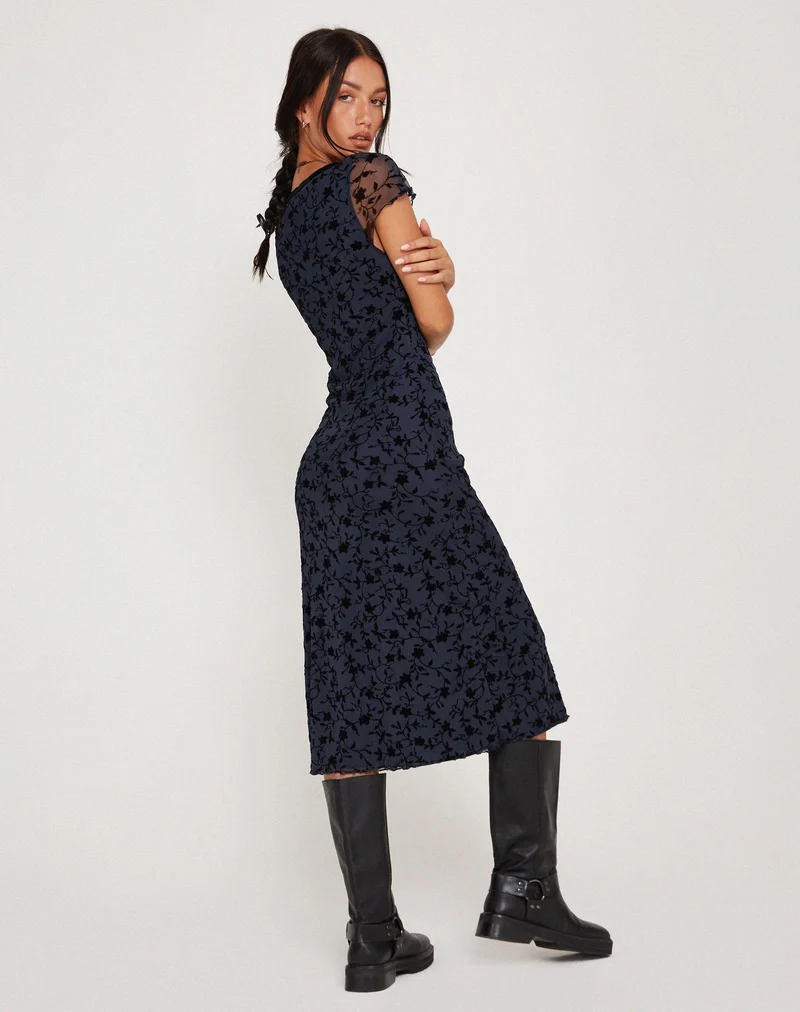 Robe midi Vilinia, Pretty Petal Flock Black