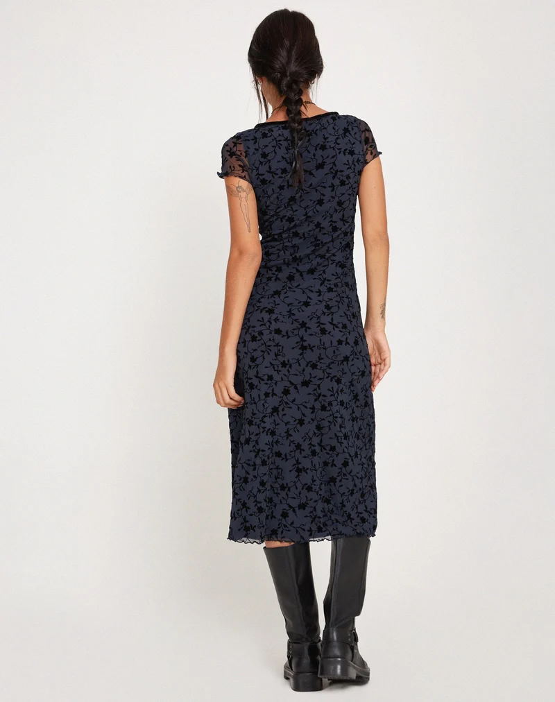 Robe midi Vilinia, Pretty Petal Flock Black