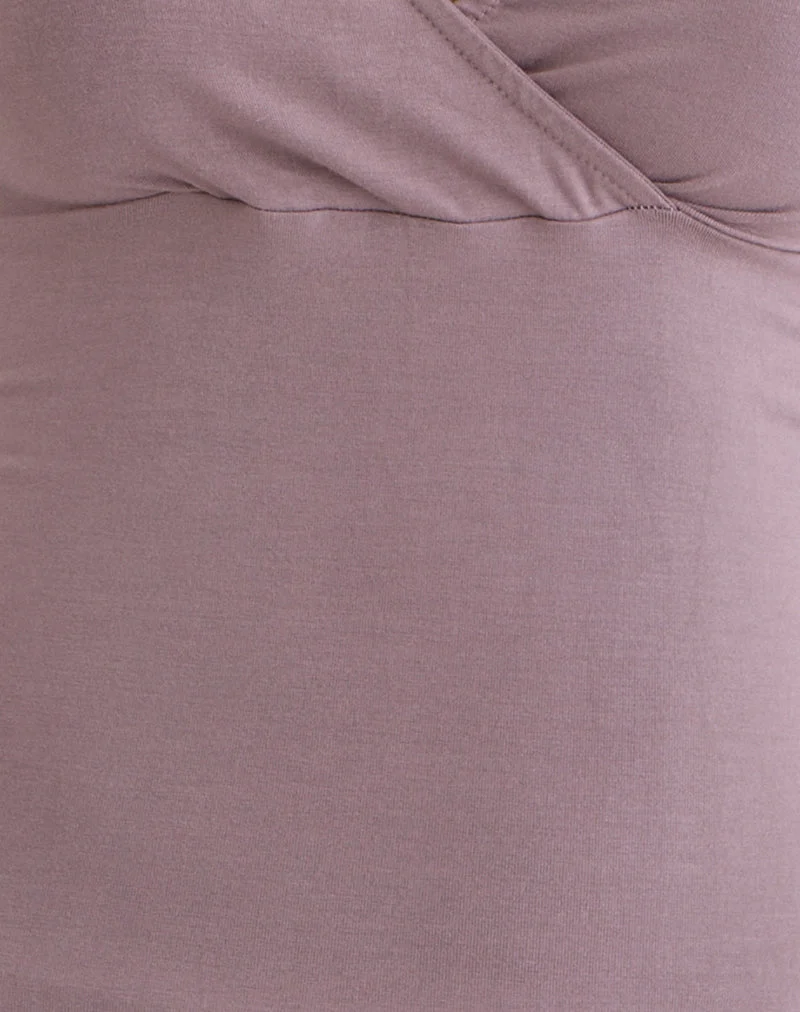 Haut cache-cœur Trudis en jersey mauve poussiéreux