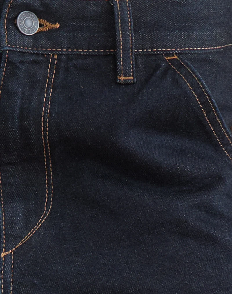 Jean taille basse à coutures torsadées et taille ajustée, couleur indigo