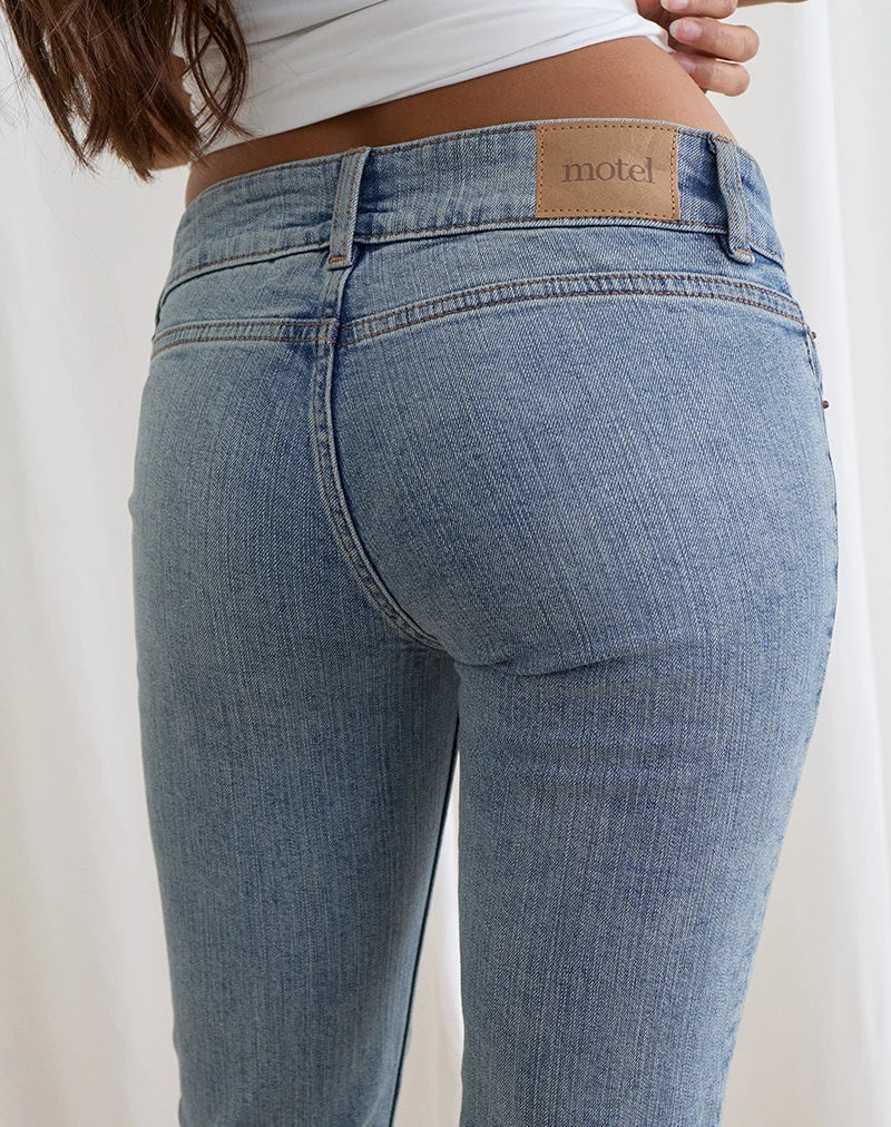 Pantalon capri en denim, délavage bleu vintage