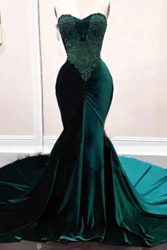 Robe de bal sirène longue à paillettes sans manches vert émeraude pour femme