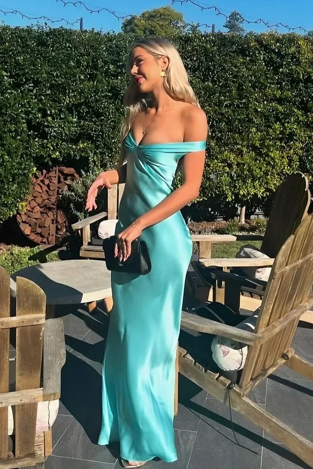 Robe de soirée longue en satin jaune, élégante, style sirène, épaules dénudées