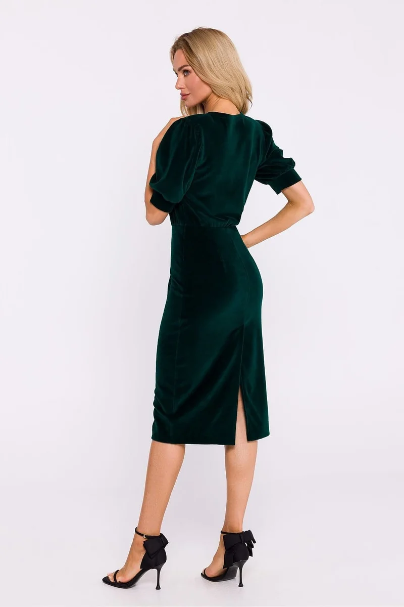 Robe fourreau midi chic manches longues