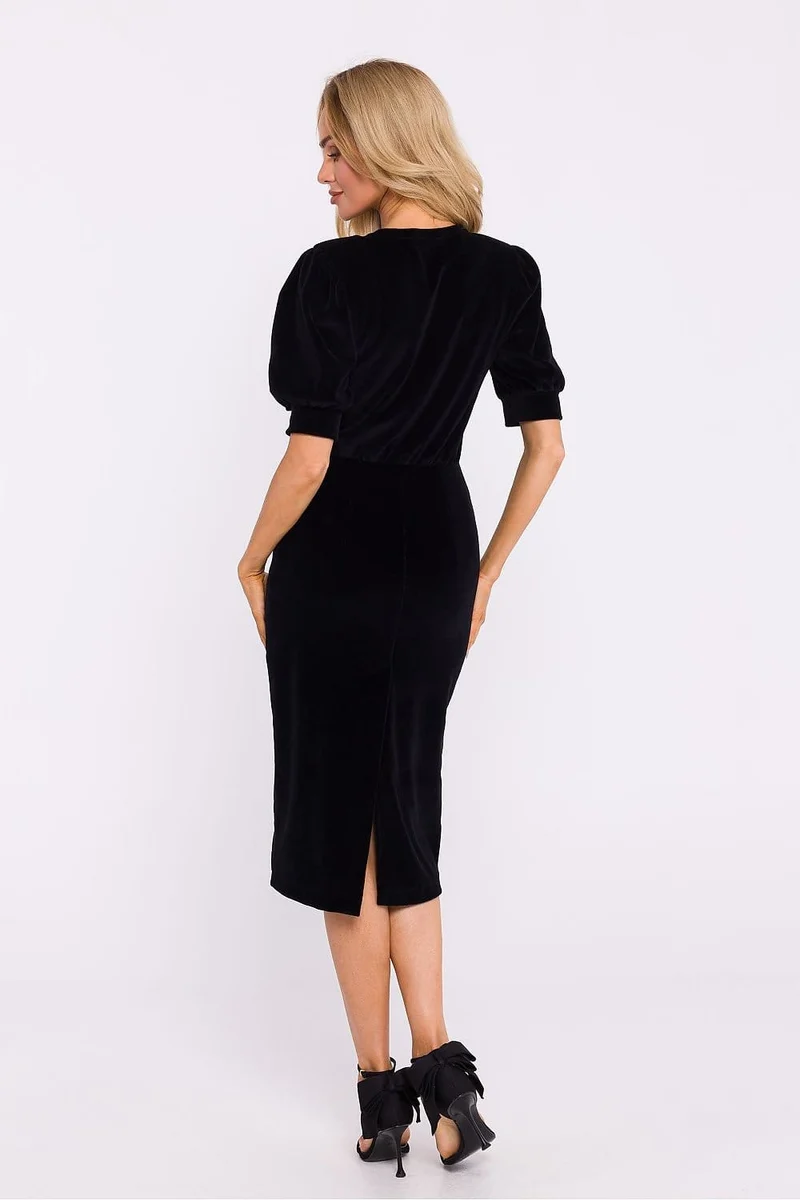 Robe fourreau midi chic manches longues