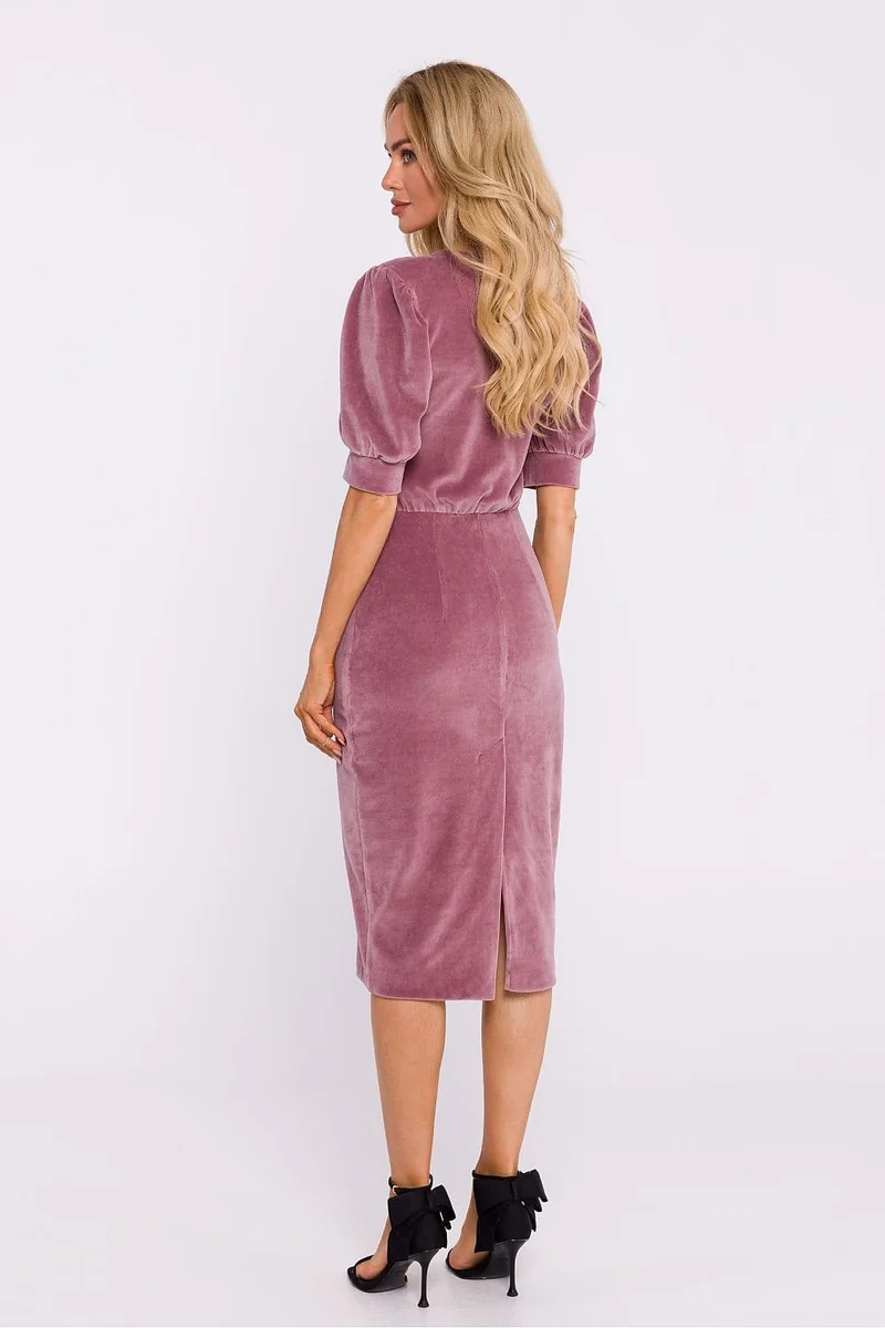 Robe fourreau midi chic manches longues
