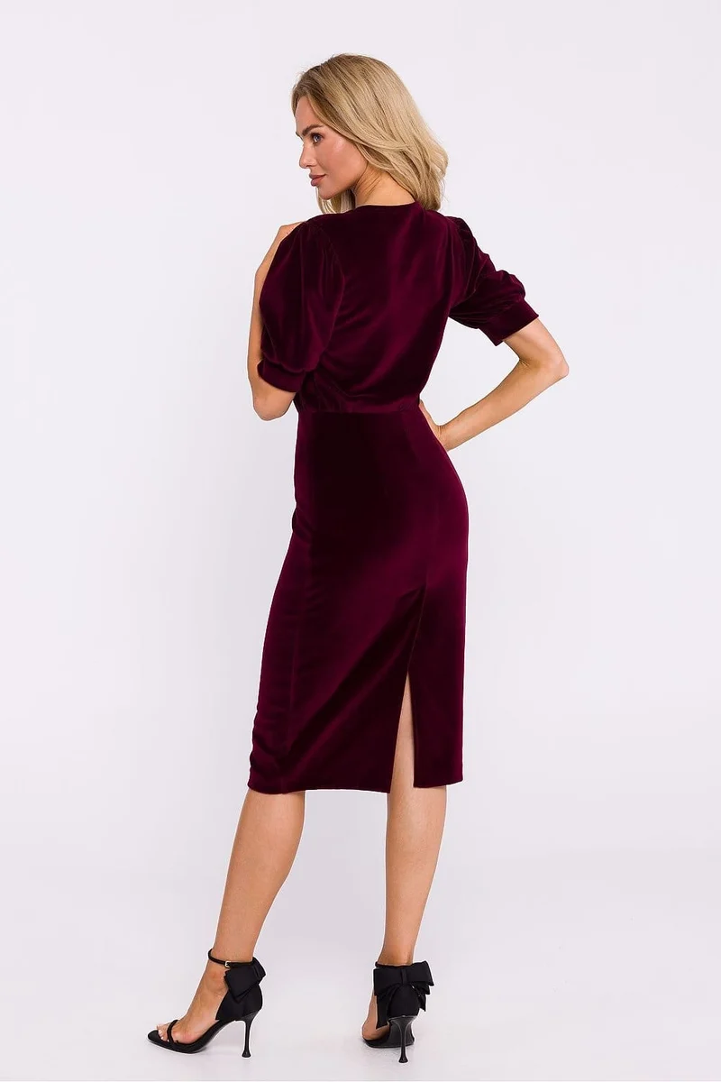 Robe fourreau midi chic manches longues