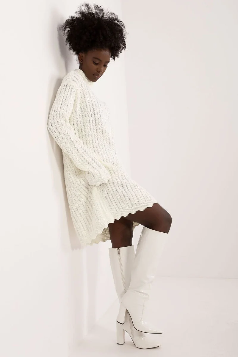 Robe pull femme hiver col montant manches longues