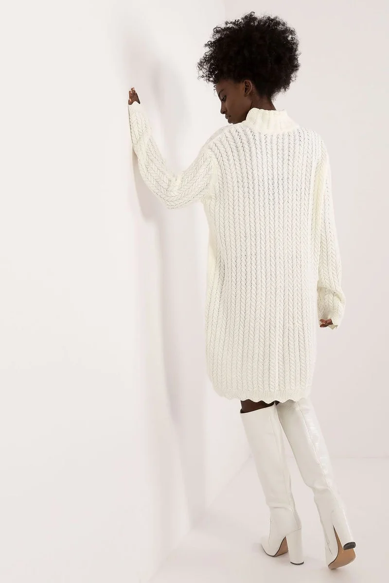 Robe pull femme hiver col montant manches longues