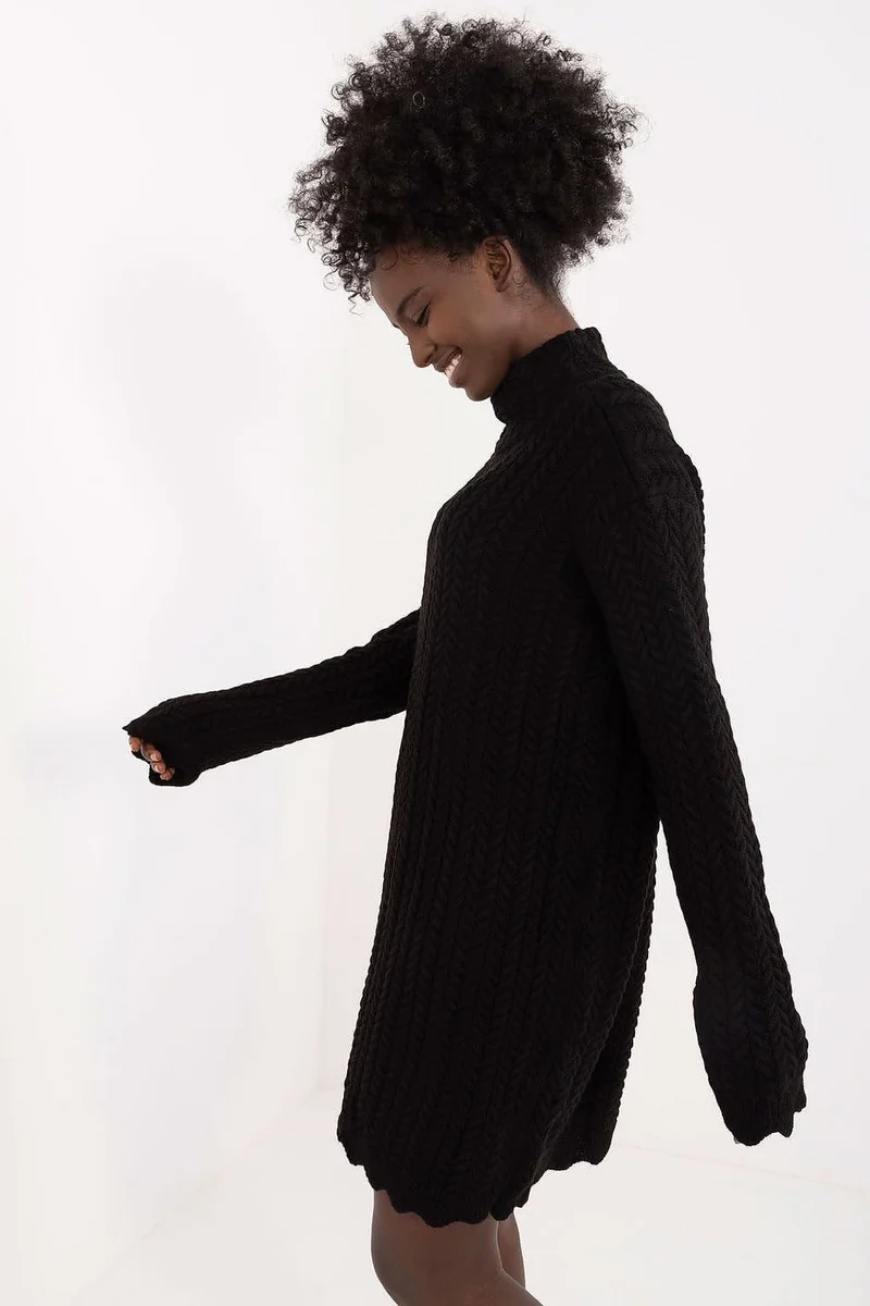 Robe pull femme hiver col montant manches longues