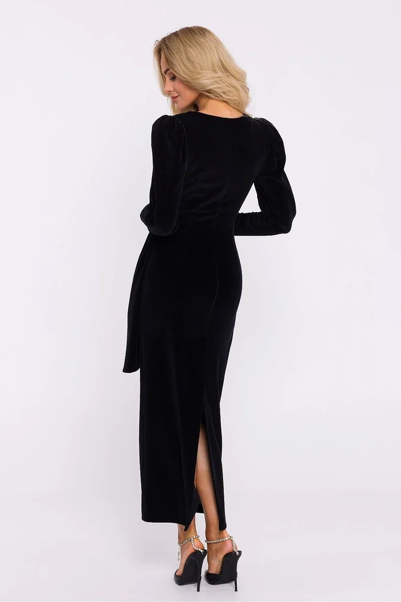 Robe de soirée en velours chic manche longue