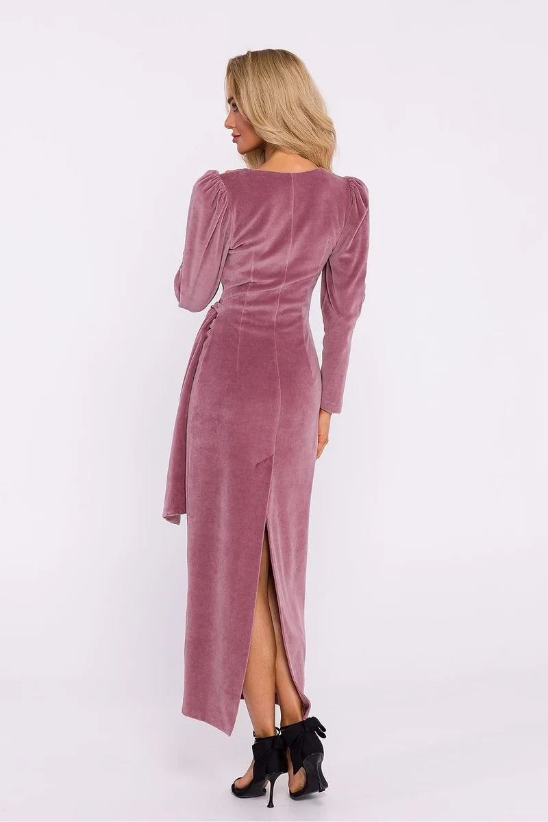 Robe de soirée en velours chic manche longue