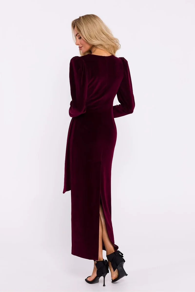 Robe de soirée en velours chic manche longue