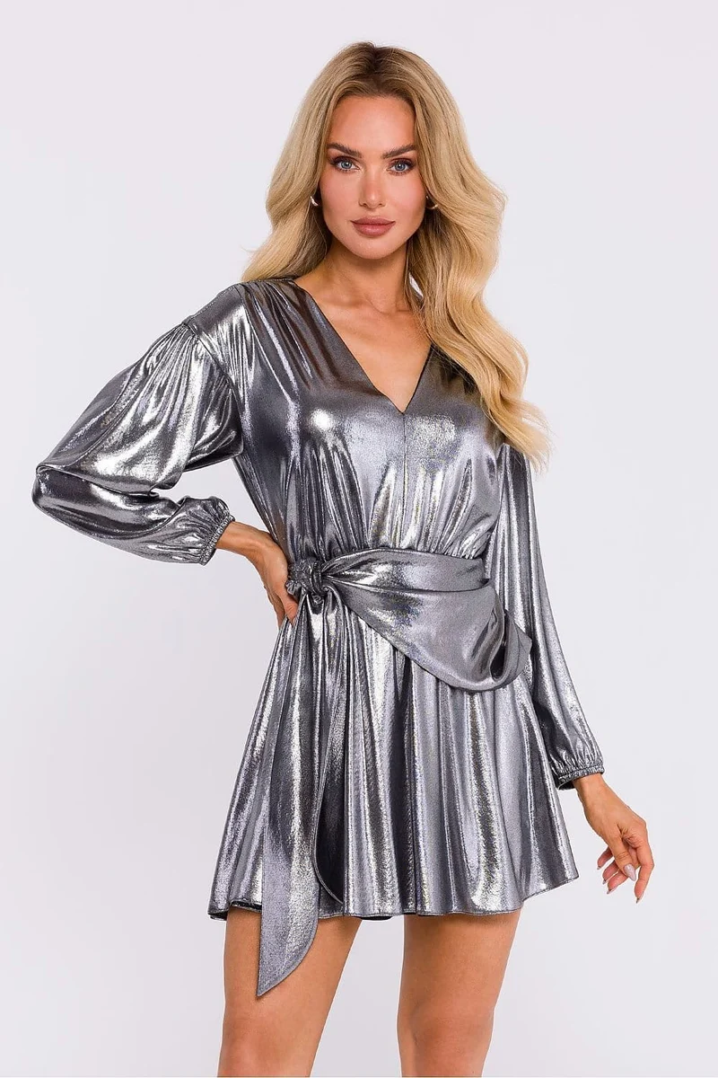 Robe mini drapée métallisée
