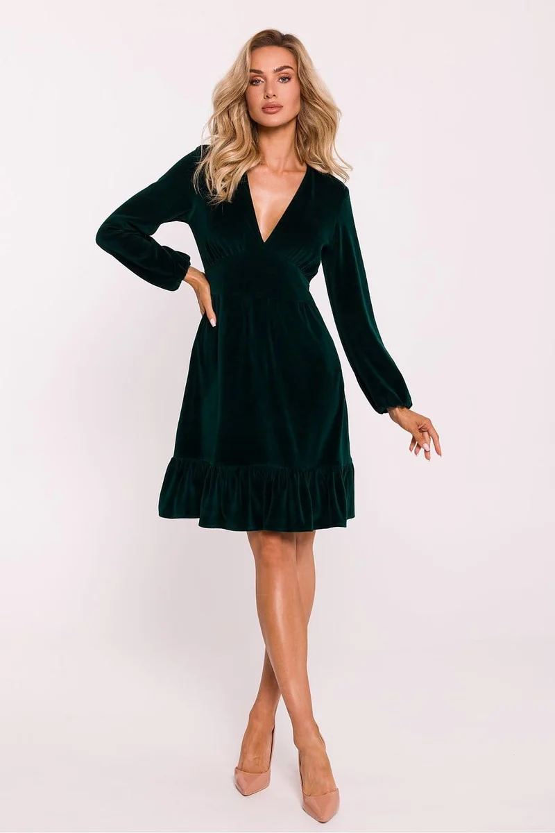 Robe de cocktail veloutée à manches longues