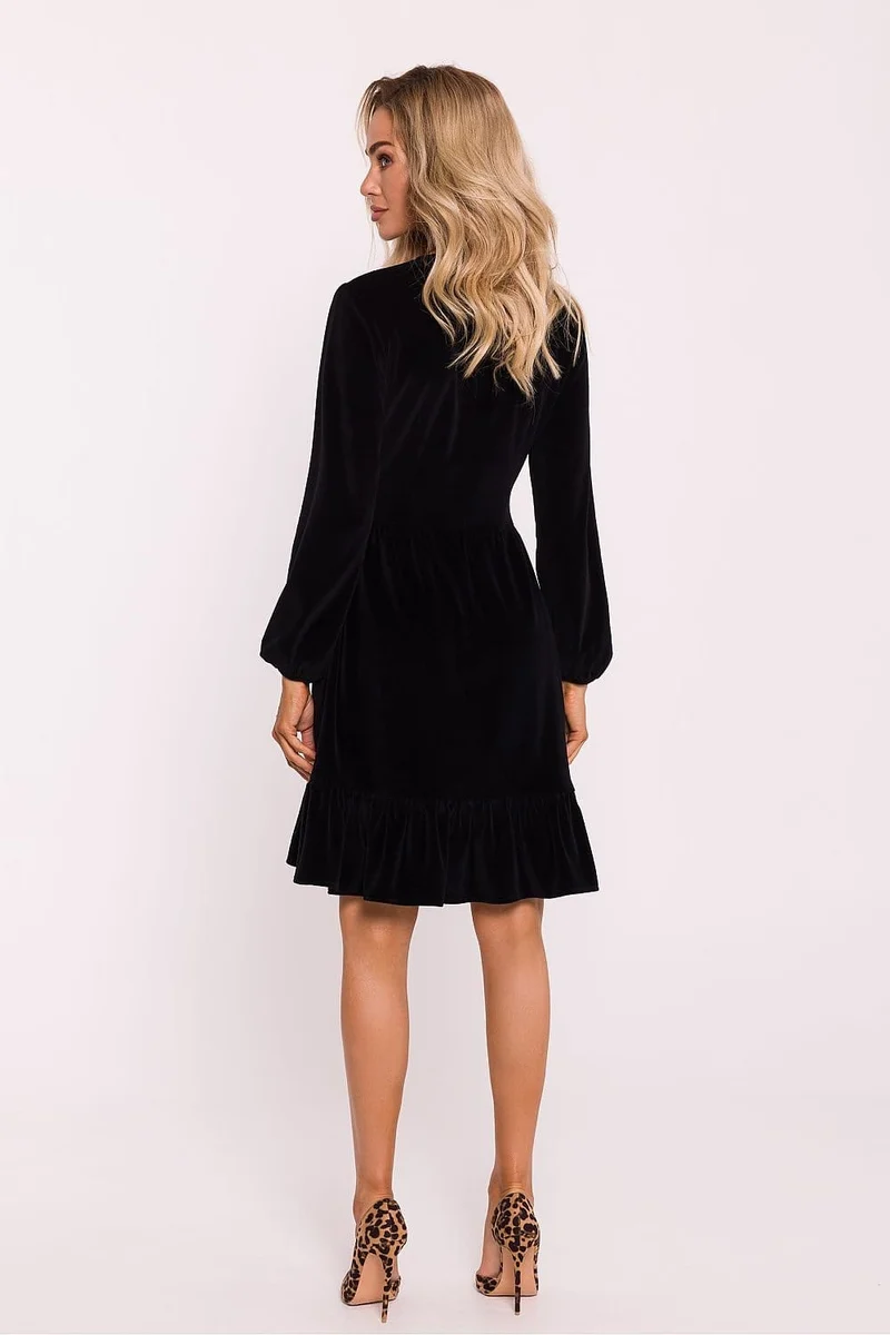 Robe de cocktail veloutée à manches longues