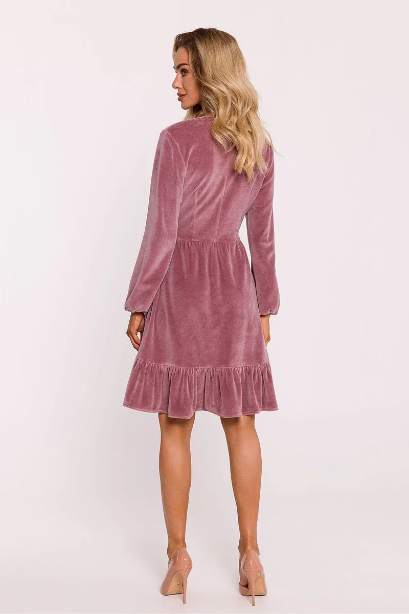 Robe de cocktail veloutée à manches longues
