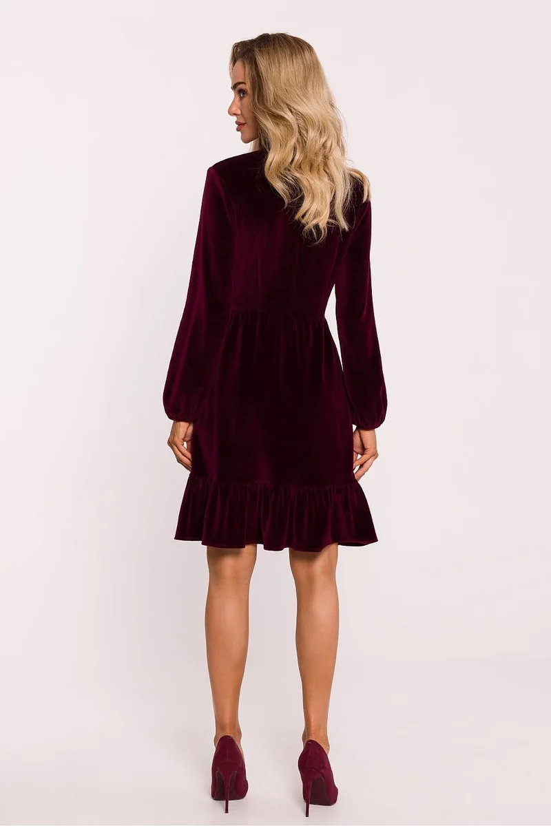 Robe de cocktail veloutée à manches longues