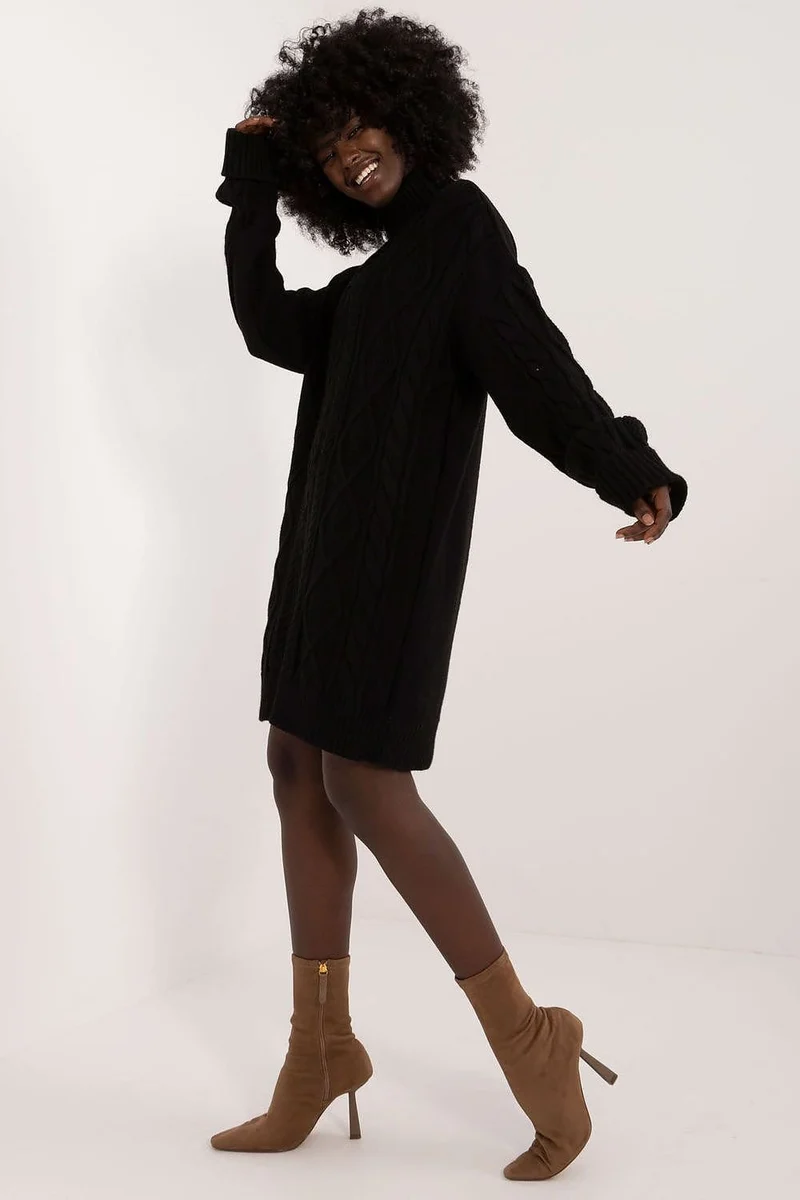 Robe pull col roulé manche longue