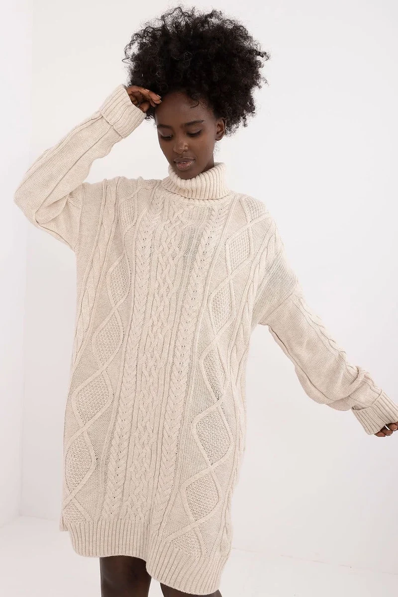 Robe pull col roulé manche longue