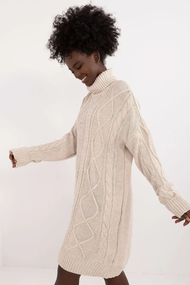 Robe pull col roulé manche longue