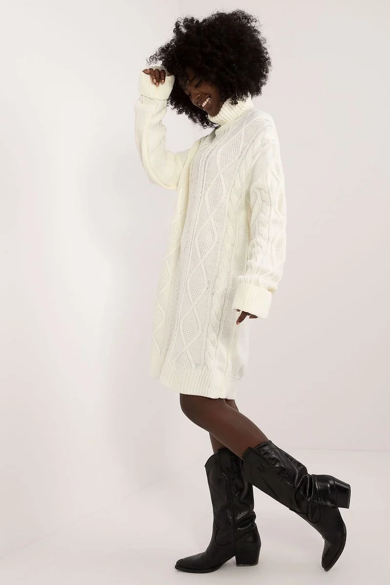 Robe pull col roulé manche longue