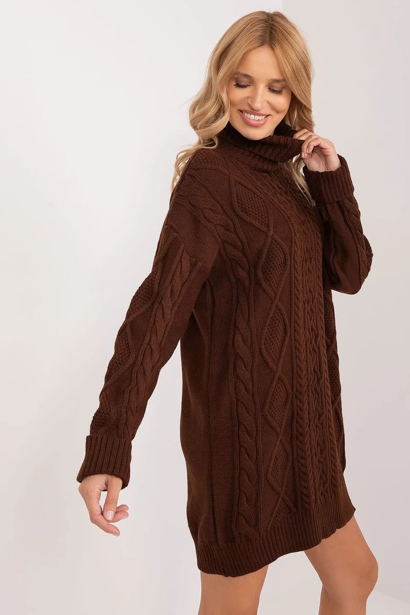 Robe pull col roulé manche longue