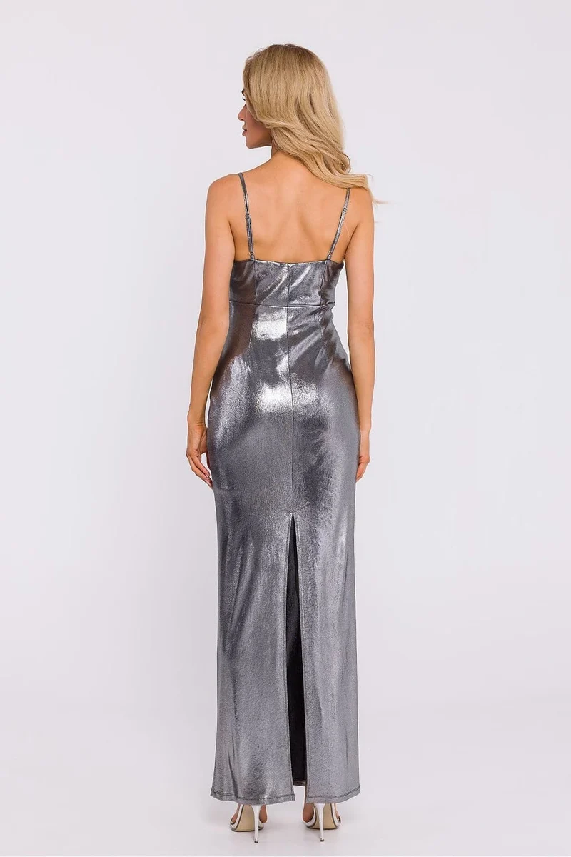 Robe de soirée métallique chic longue moulante