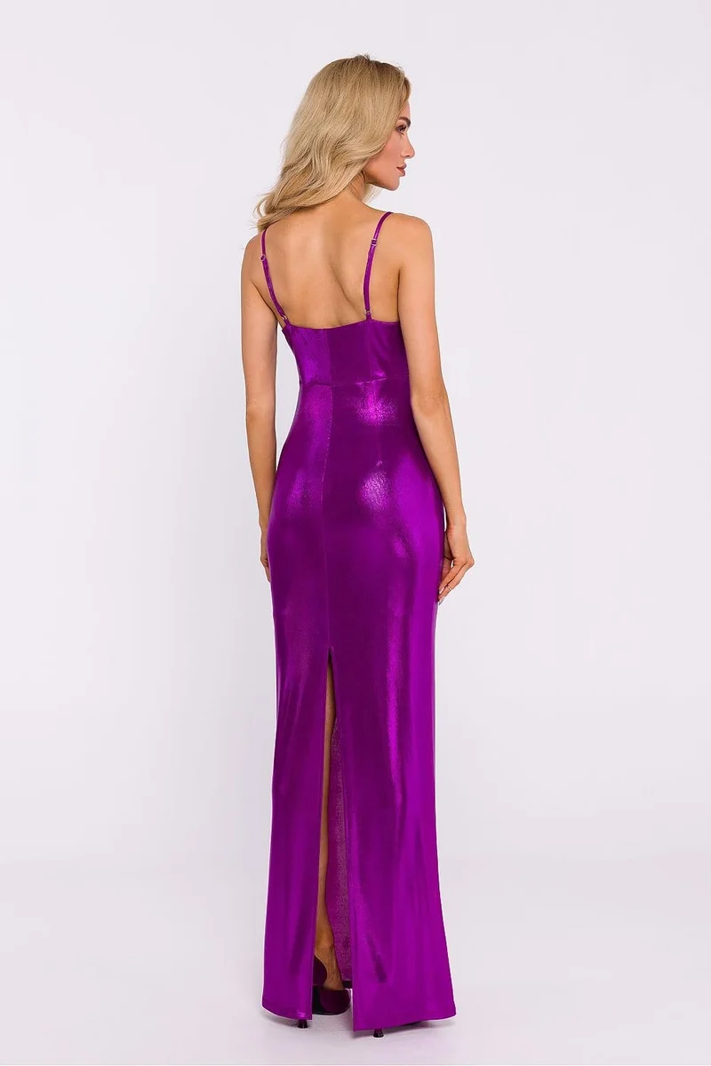 Robe de soirée métallique chic longue moulante