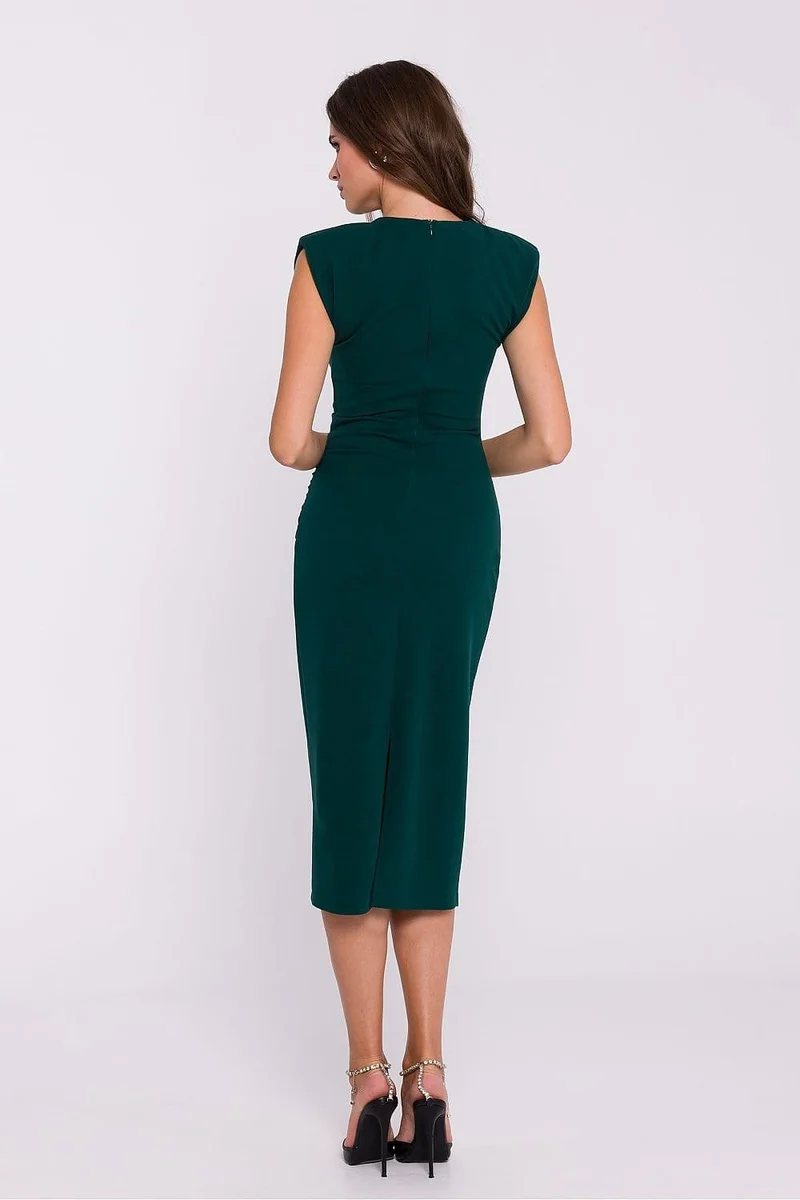 Robe de soirée chic midi moulante sans manches