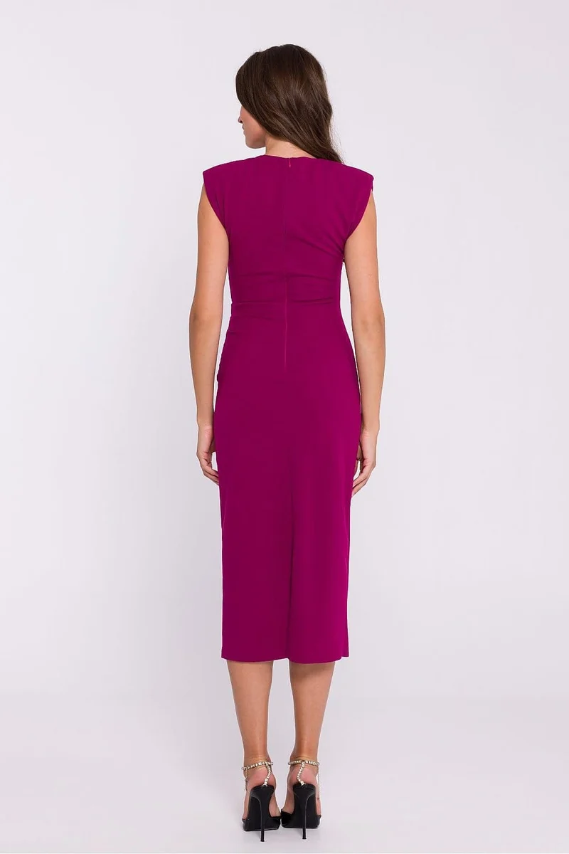 Robe de soirée chic midi moulante sans manches